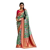Indian Wedding Pista Green Banarasi Silk Saree Zari Weave Sari Blouse USA EA291A