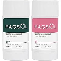 MAGSOL Natural Deodorant for Men & Women - Mens Deodorant with Magnesium - Perfect for Ultra Sensitive Skin, Aluminum Free Deodorant for Women, Baking Soda Free (2 Pack: Hunter & Rose)