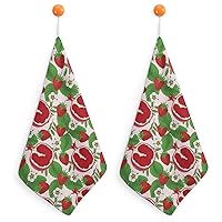 Strawberries Guava Flowers Fashion Hanging Square Hand Towels for Bathroom Soft Quick Dry for Kitchen Bathroom 2PCS