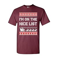 I'm On The Nice List Santa Christmas Holiday Funny Adult DT T-Shirt Tee