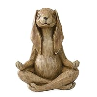 Wind & Weather Indoor/Outdoor Long-Eared Rabbit Garden Statue in Cross-Legged Meditating Yoga Pose Cast in Resin Designed to Look Like Hand-Carved Wood, 11½