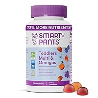 SmartyPants Toddler Multivitamin Gummies: Omega3 Fish Oil (EPA/DHA), Vitamin D3, C, Vitamin B12, B6, Vitamin A, K & Zinc for Immune Support, Gluten Free, Three Fruit Flavors, 70 Count (23Day Supply)