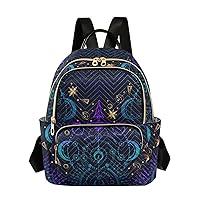 ALAZA Moon Star Witchy Blue & Purple Mini Backpack Purse for Women Travel Bag Fashion Daypack Back Pack Shoulder Bag