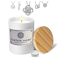 *ALSTER HERZ* Jewellery Candle, Candle in Glass with Lid, Handmade, Necklace, Silver, Fashion Jewellery, No Fragrances, Original Gift Idea, Made in Hamburg (White)