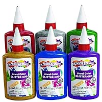 Colorations® Glitter Goo, Each 4oz, Use with Crafts, Great for Home or School Use, Great for Arts & Crafts, Decorating, Slime, Holiday Party, Weddings, Safe & Non Toxic Glitter Gloo, Multicolor