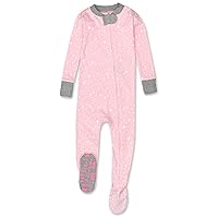 Non-Slip Footed Pajamas One-Piece Sleeper Jumpsuit Zip-Front Pjs 100% Organic Cotton for Baby Girls