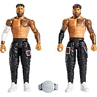 Mattel WWE Jimmy Uso & Jey Uso Championship Showdown Action Figure 2-Pack with Smackdown Tag Team Championship, 6-inch