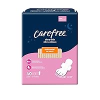 Carefree Ultra Thin Pads, Overnight Pads With Wings, 40ct (Pack of 1)