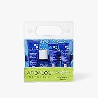 Andalou Natural, On The Go Essentials - The DEEP HYDRATION Routine, Travel Friendly, TSA- Approved, Reusable Bag (4 Pcs)