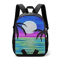 Moonlight Relaxing Beach Laptop Backpack Cute Lightweight Backpacks Travel Daypack