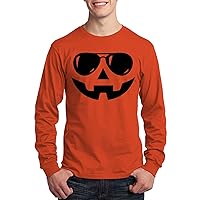 Threadrock Men's Pumpkin Face with Black Sunglasses Long Sleeve T-Shirt