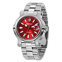 BERNY Men Automatic Watch Watches Sapphire Lens 10ATM Waterpoof Stainless Steel Wristwatch Swimming Diving Watches with Date Aperture Super Luminous