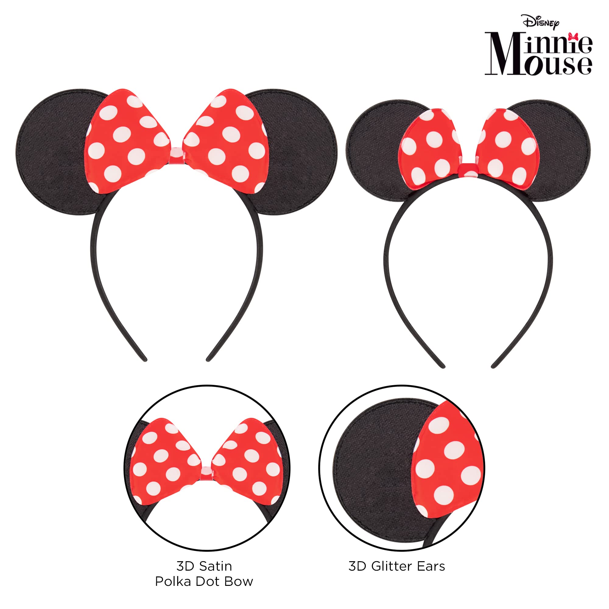 Disney Minnie Mouse Ears Adult, Set of 2 Headbands for Mommy and Me, Matching for Adult and Little Girl