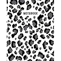 Notebook: Composition Book, Journal (8.5 x 11 inches, 120 Pages, Lined Paper) Leopard Print Design-Gray