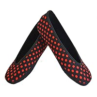 Ballet Flats Women's Shoes Foldable & Flexible Flats Slipper Socks Travel Slippers & Exercise Shoes Dance Shoes Yoga Socks House Shoes Indoor Slippers Black with Red Polka Dots Large
