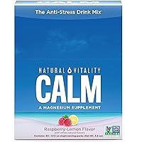 Natural Vitality Calm, Magnesium Citrate Supplement, Anti-Stress Drink Mix Powder, Gluten Free, Vegan, & Non-GMO, Raspberry Lemon, 0.12 oz, 30 Packets