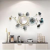 Large Wall Decorative Mirror 35in for Living Room,Creative Wall-Mounted Metal Ginkgo Leaf Hanging Wall Mirror for Bedroom Entryway Dining Room