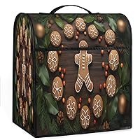 Christmas Gingerbread On Wooden (3) Coffee Maker Dust Cover Mixer Cover with Pockets and Top Handle Toaster Covers Bread Machine Covers for Kitchen Cafe Bar Home Decor