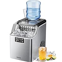 Silonn Ice Makers Countertop - 24Pcs Ice Cubes in 13 Min, 45lbs Per Day, 2 Ways to Add Water, Auto Self-Cleaning, Stainless Steel Ice Machine for Home Office Bar Party