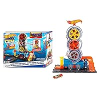 Toy Car Track Set City Super Twist Tire Shop with 1:64 Scale Car, Single or Multi-Car Play