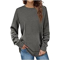 Fall Fashion Clothes Long Sleeve Tops for Women 2023 Casual Loose Solid Tunic Shirts Crewneck Comfy Pullover Sweater
