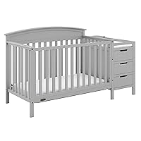 Graco Benton 5-in-1 Convertible Crib and Changer (Pebble Gray) – Crib and Changing Table Combo, Includes Water-Resistant Changing Pad, 3 Drawers, Converts to Toddler Bed, Daybed and Full-Size Bed