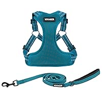 Best Pet Supplies Voyager Adjustable Dog Harness Leash Set with Reflective Stripes for Walking Heavy-Duty Full Body No Pull Vest with Leash D-Ring, Breathable All-Weather - Harness (Turquoise), L