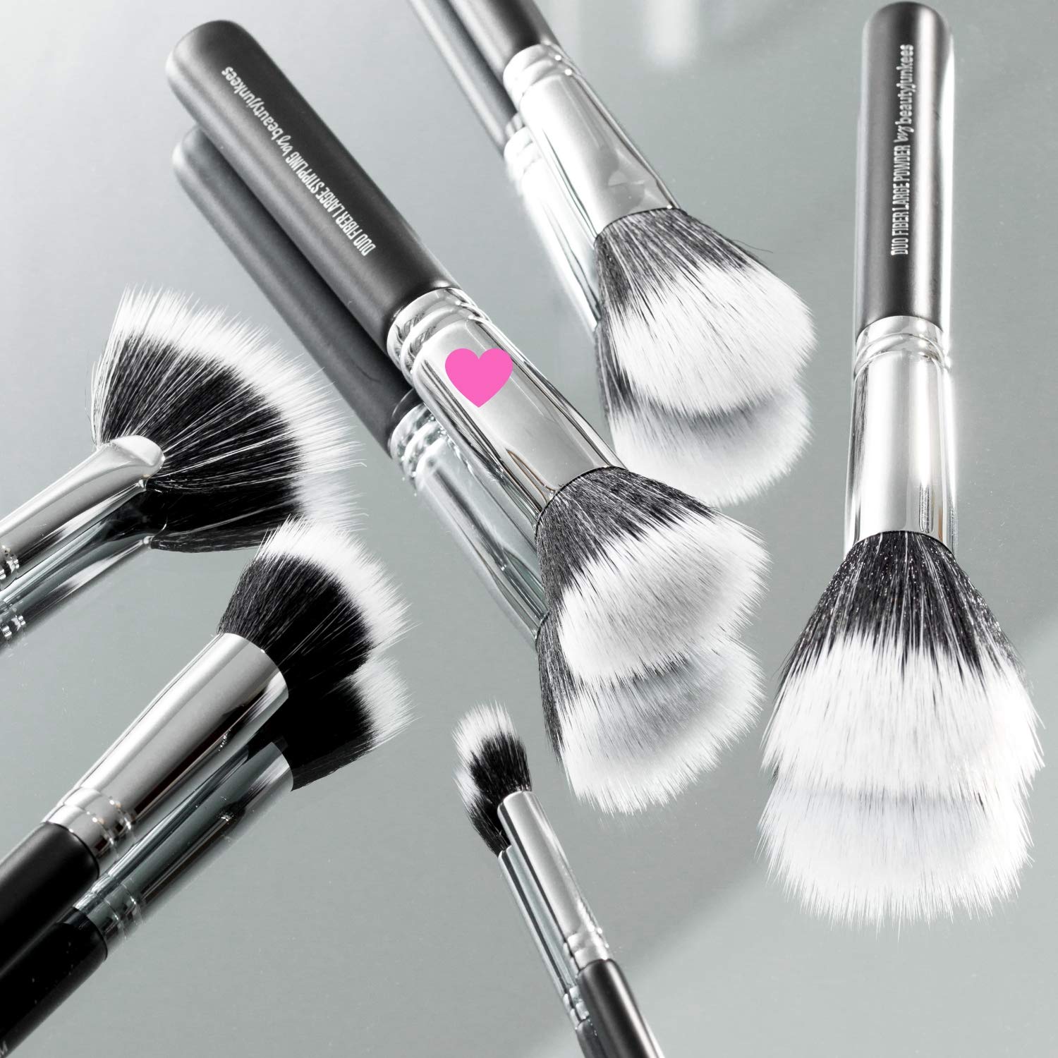 Large Stippling Foundation Makeup Brush – Beauty Junkees Flat Top Duo Fiber Synthetic Stipple Make Up Brushes, Sheer Flawless Blending Liquid, Cream, Powder Cosmetics, Vegan, Cruelty Free
