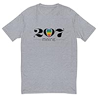 Maine's Area Code 207 w/Center Rainbow Heart Design. Short Sleeve T-Shirt