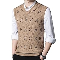 100% Cashmere Mens V-Neck Knitted Sweater Sleeveless Pullover Knitwear Vest Sweater Tops Warm Soft Gilet