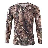 Mens Long Sleeve Outdoor Camo Shirt Quick Dry UV Sun Protection Tactical Military Shirt Lightweight Hiking Hunting T-Shirts