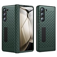 for Samsung Galaxy Z Fold 5 Phone Case: 3D Geometric Design Stand Case with Hinge Protection & Screen Protector - Anti Slip Anti-Scratch Rugged Protective Cover for Samsung Z Fold 5 5G 2023 (Green)