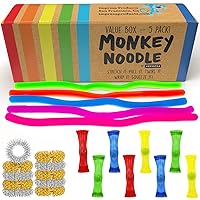 IMPRESA 5 Pack Monkey Noodles Stretchy String – 8 Pack Mesh – and – Marble Fidget – 10 Pack Spiky Sensory Finger Rings – Sensory Toys for Kids and Adults – Helps Relieve Stress – Fidget Toys