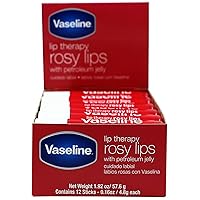Vaseline Lip Rosy, Fast-Acting Nourishment, Ideal for Chapped, Dry, Cracked, or Damaged Lips, Lip Balm,12 Sticks, 1 Box