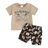 Western Baby Boy Clothes Toddler Summer Outfit Short Sleeve T-Shirt Tee Tops and Joggers Shorts Cute 2Pcs Set Outfit