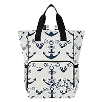 Anchor Blue Custom Diaper Bag Backpack Personalized Name Baby Bag for Boys Girls Toddler Multifunction Travel Back Pack for Mom Maternity Dad with Stroller Straps