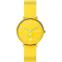 Skagen AAREN SKW2820 Women's Wristwatch, Genuine Import Product, Yellow, neon-yellow, Quartz Wristwatch, Gift, Minimalistic Design