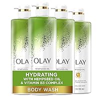 Hydrating Body Wash for Women with Hempseed Oil and Vitamin B3, 20 fl oz (Pack of 4)