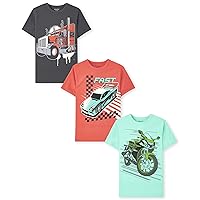 The Children's Place Boys' Vehicles Short Sleeve Graphic T-Shirts,multipacks