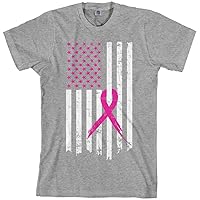 Threadrock Men's Pink Ribbon Breast Cancer Awareness Flag T-Shirt