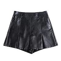 Women Faux Leather Pants Jogging Shaping Butt Lift Stretchy High Waisted Edgy PU Leather Shorts for Ladies