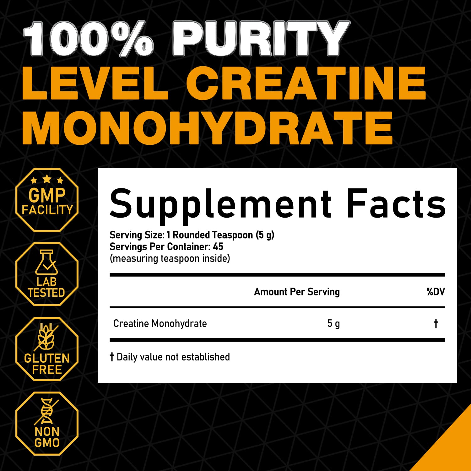 Micronized Creatine Powder (Unflavored), 45 Servings, 5000 MG Creatine Monohydrate, 0 Calories, 0 Sugar, 100% Purity Level, Banned Substance Tested, Keto Friendly, No Bloating, 8oz