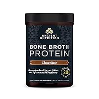 Protein Powder Made from Real Bone Broth, Chocolate, 20g Protein Per Serving, 20 Serving Tub, Gluten Free Hydrolyzed Collagen Peptides Supplement, Great in Protein Shakes