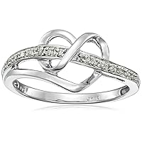 Amazon Collection Sterling Silver Diamond Accent Heart Ring, Size 7