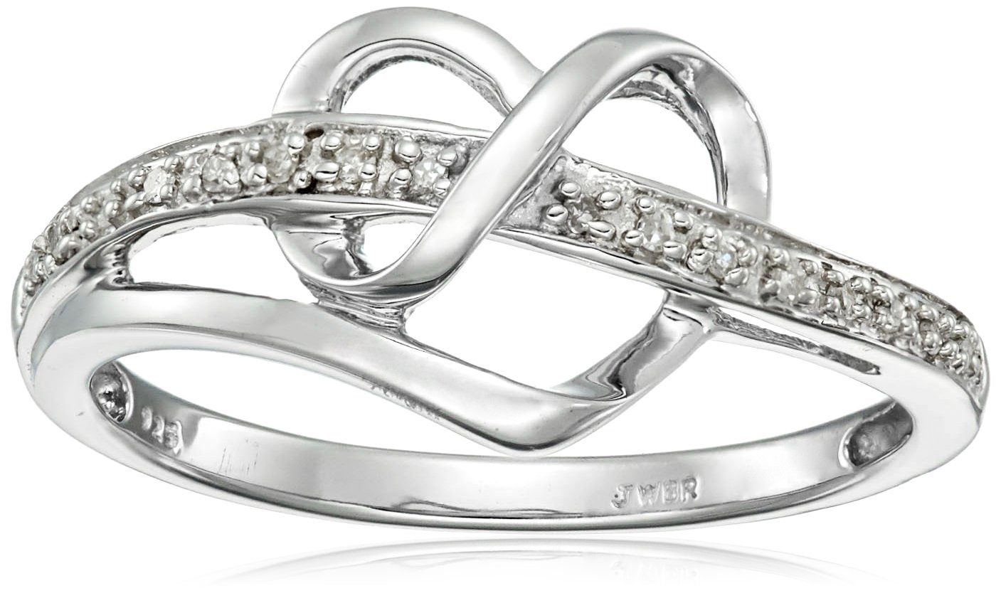 Amazon Collection Sterling Silver Diamond Accent Heart Ring