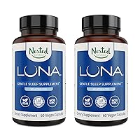Nested Naturals Luna Melatonin-Free Pack of Two, Bedtime Supplement for Adults, Herbal Nighttime Sleeping Capsule, Valerian Root with Chamomile, Lemon Balm, Non-GMO, Gluten-Free