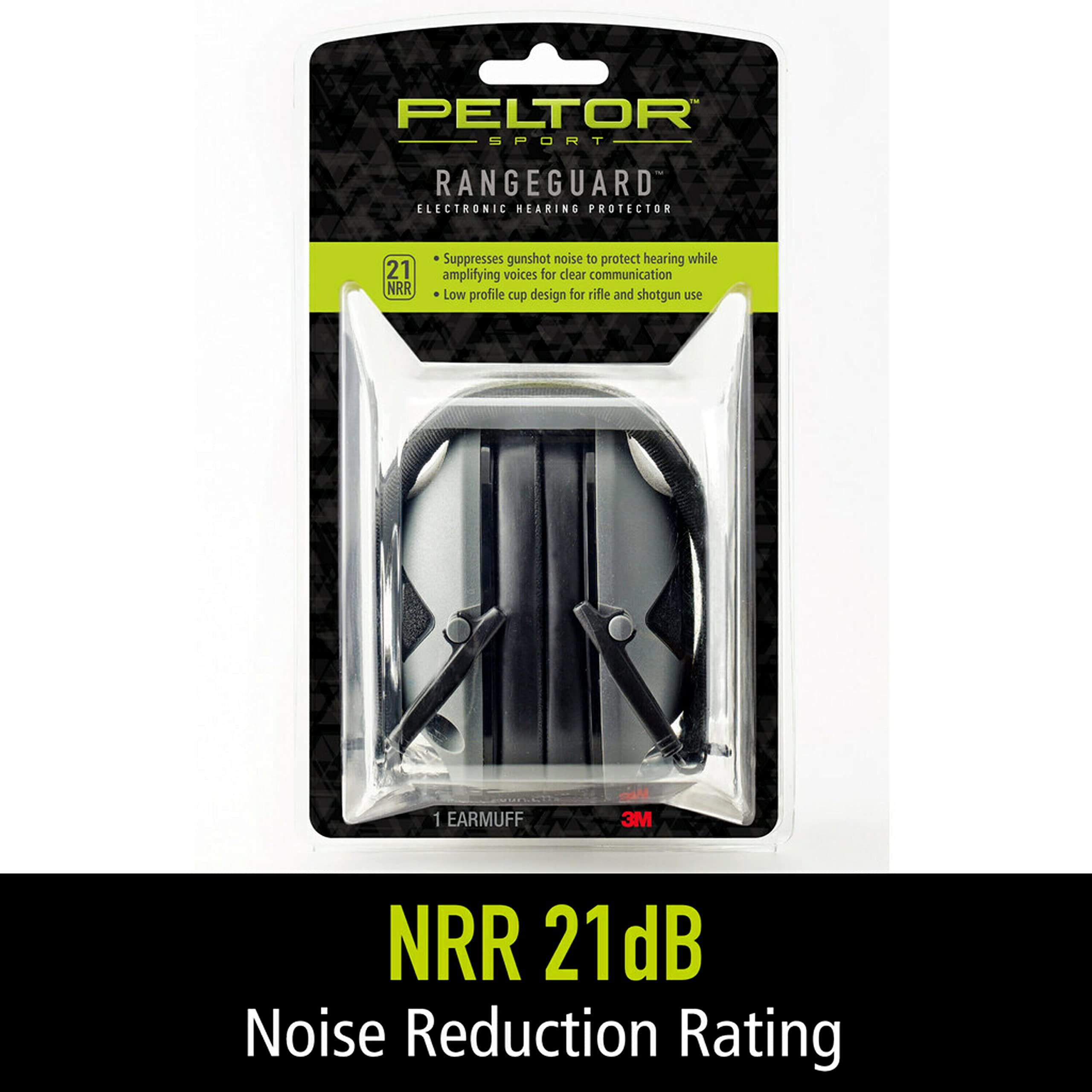 Peltor Sport RangeGuard Electronic Hearing Protector, NRR 21 dB, Ear Protection for the Range, Shooting and Hunting, Gray