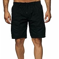 Men's Shorts Cargo Multi Pocket Elastic Waist Loose Shorts Drawstring Hiking Short Workout Military Tactical Shorts