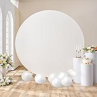 7.2FT Ivory Round Arch Backdrop Cover for 7FT/7.2FT Circle Arch Stand Wrinkle Resistant Circle Arch Backdrop Cover for Wedding, Birthday, Baby Shower Decorations
