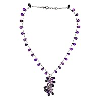 Franki Baker Natural Purple Facetted Amethyst Gemstone 925 Sterling Silver Pendant Necklace. Length:45cm